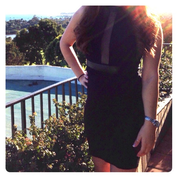 Open back strapless LBD with sheer panel - Picture 1 of 3