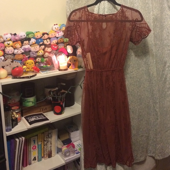 Orangey-red floral dress