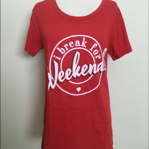 NWT Auth Wildfox Break for Weekend Tee T Shirt Red - Picture 1 of 4