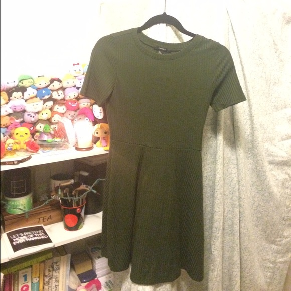 Olive greed ribbed skater dress