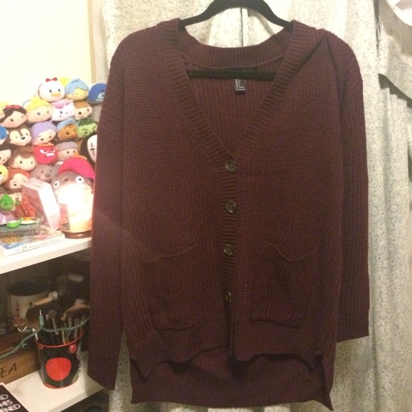 Deep purple knit button up cardigan