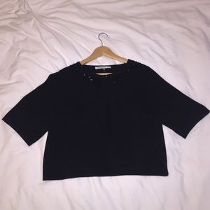 Trina Turk black cropped cardigan