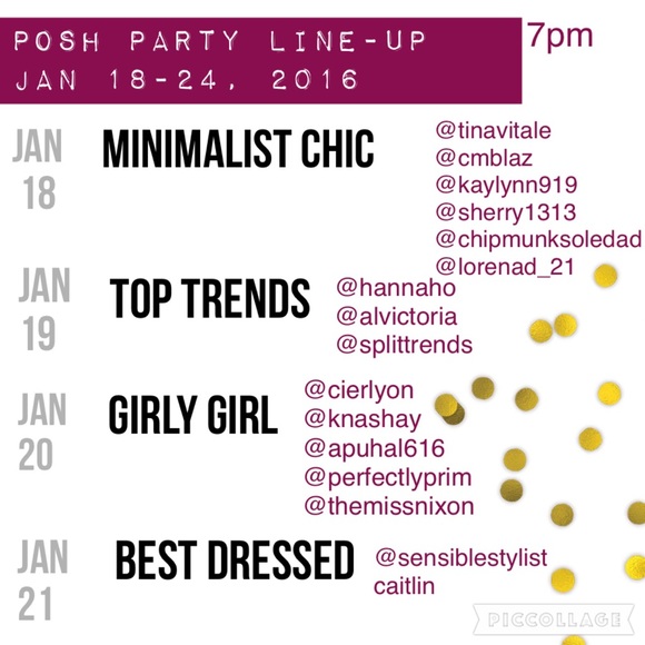 Posh Party Line-Up Jan 18-242016