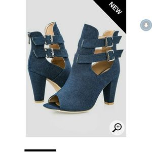 DENIM OPEN TOE BOOTIE - WIDE WIDTH