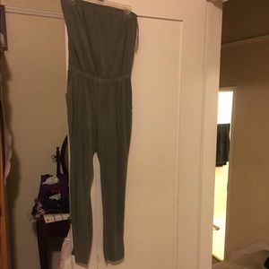 Green strapless jumpsuit
