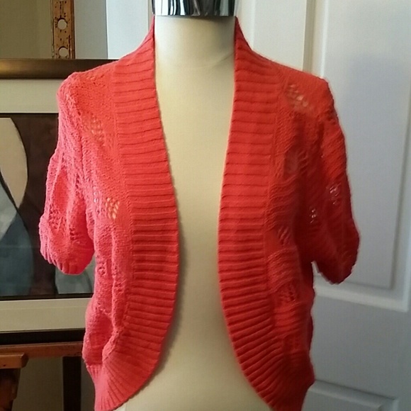 Coral crochet sweater jacket