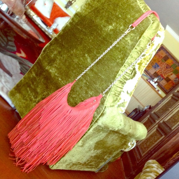 Monserat De Lucca Bochoa Fringe Shoulder BAG- RED