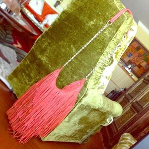 Monserat De Lucca Bochoa Fringe Shoulder BAG- RED