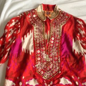 Tory Burch beaded silk tunic size 0