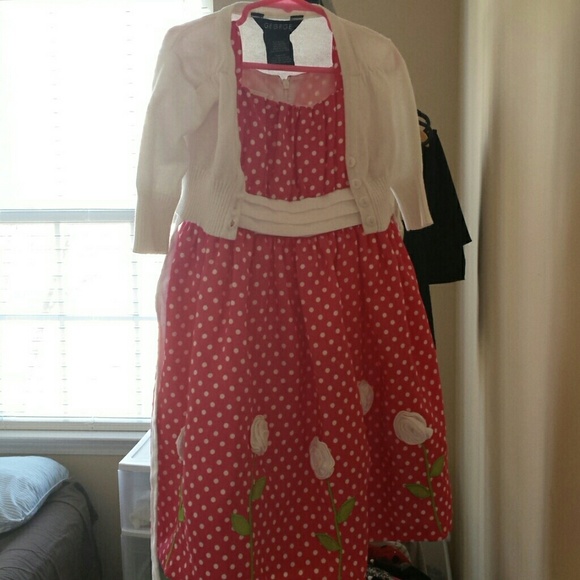Little Girl's Spring Dress with Shoulder Shrug - Picture 4 of 4