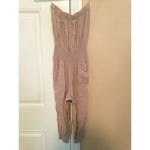 Tan strapless romper