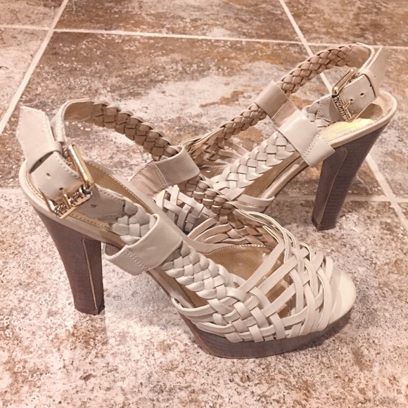 New!! Ralph Lauren Braided Leather Nude Sandals
