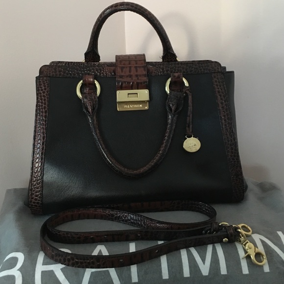 Brahmin | Bags | Black Leather Handbag With The Long Strapped | Poshmark