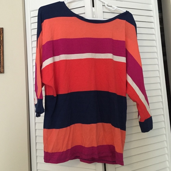 JCP boat neck colorful striped top - Picture 1 of 1