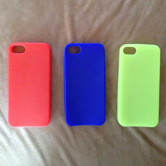 3 Red/Neon Yellow/Blue Silicon iPhone 5/5s Case