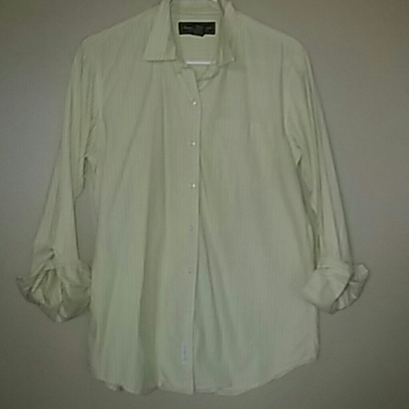 Abercrombie yellow button  with mint green stripes - Picture 1 of 1
