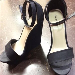 Black Ankle Strap Wedges