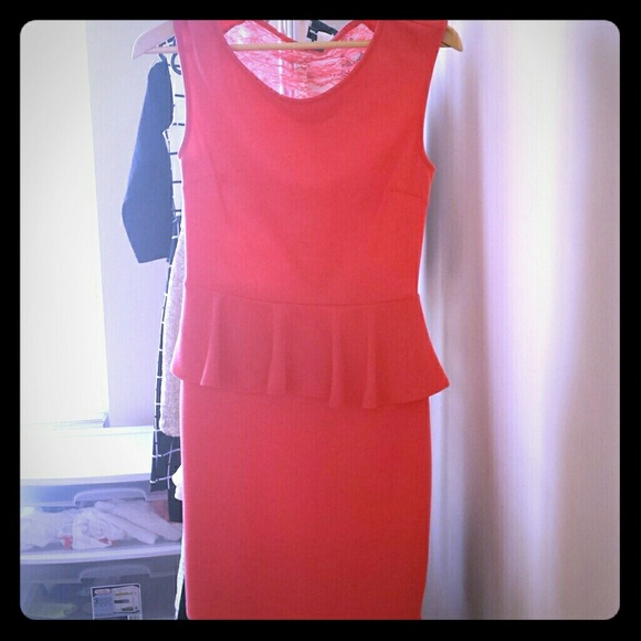 Coral Soprano Stretchy Jersey Peplum Dress - Picture 1 of 4