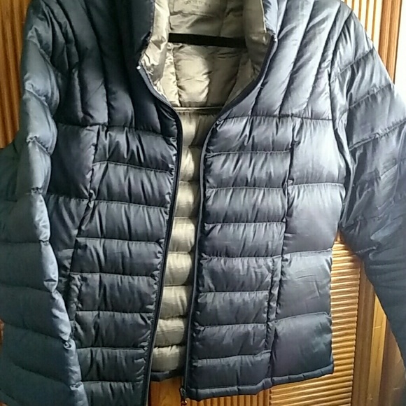 Blue puffer jacket