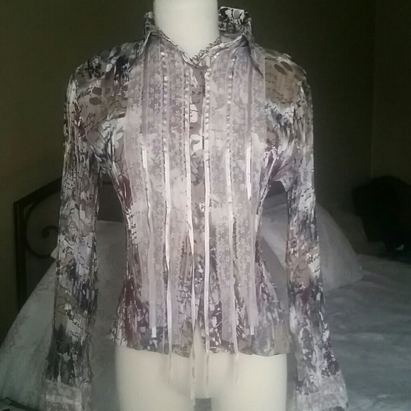 Rag button up ls blouse - Picture 1 of 3