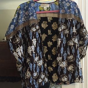 Recycled burning torch kimono style blouse
