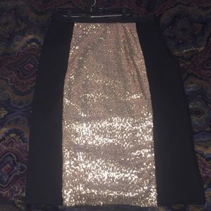 Front and Back Panel Gold Sequin Skirt