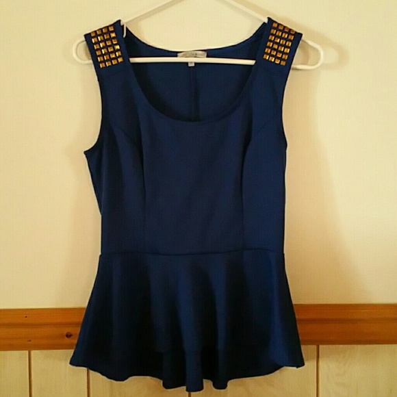 Navy peplum top