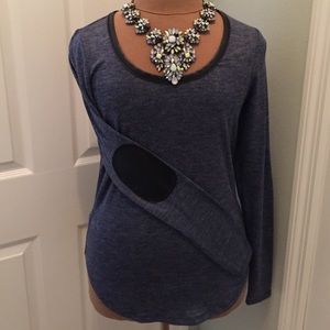 Ann Taylor XXS long sleeve shirt w leather accents