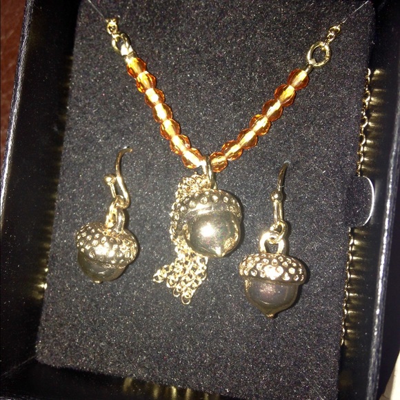 Avon acorn earring and necklace set in box