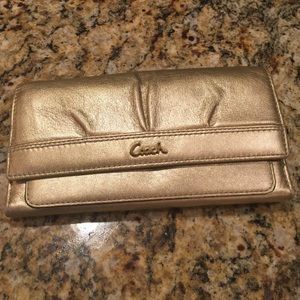 Gold Coach Leather Wallet