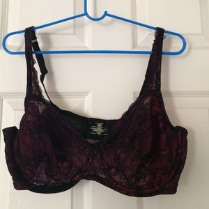 Pink and black lacey bra