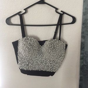 🎉LOWERED🎉 Pearl embellished black bralette.