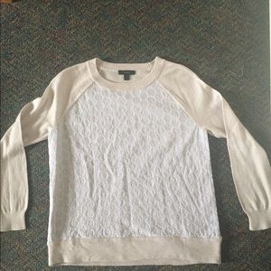 J Crew cream and light blue sweater
