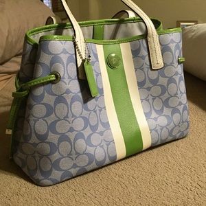 Coach purse, blue and green