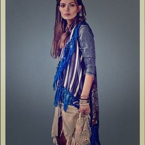 Free People Boarder Stripped Poncho