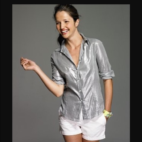 J Crew Molten Metallic Pink Dress Shirt 4