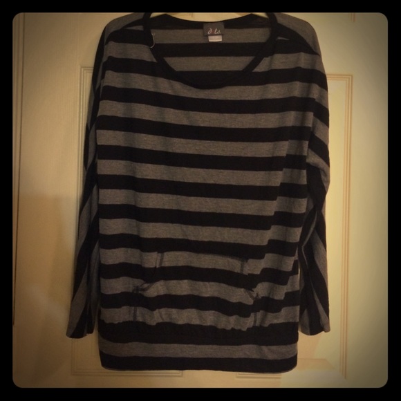 Black and Grey striped long sleeve shirt