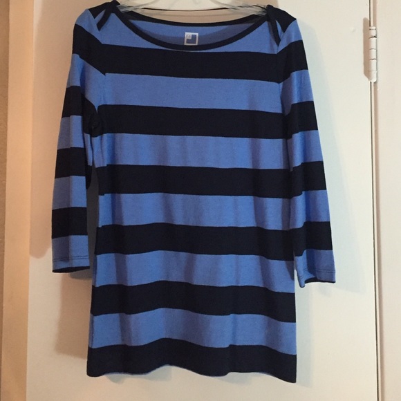Blue Striped 3/4 Sleeve Blouse