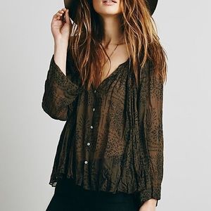 Free People Bandana Print Swing Buttondown