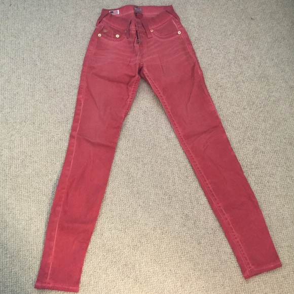 Red True Religion Skinny Jeans
