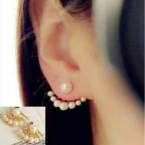 Boutique  Jewelry - SIMULATED PEARL JACKET EARRINGS