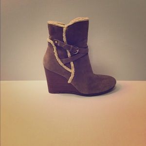 Chic Ivanka Trump suede and faux shearling booties