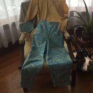Talbots Paisley Print Side-zip cotton pants🌴💐