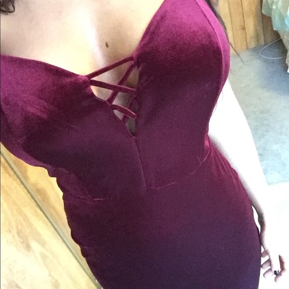 "Fine Wine" Strappy Red Velvet Mini Dress SALE❤️ - Picture 3 of 4