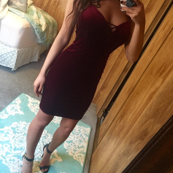 "Fine Wine" Strappy Red Velvet Mini Dress SALE❤️ - Picture 4 of 4