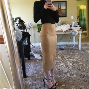Faux suede midi skirt