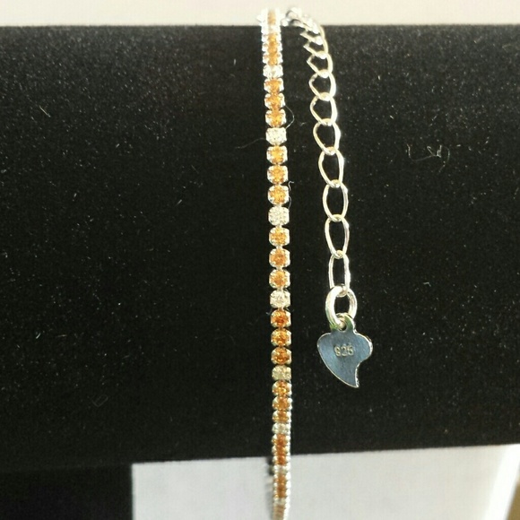 925 Genuine Champagne & White Topaz Bracelet - Picture 1 of 4