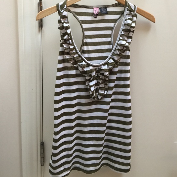 Olive/white racerback tank--CLOSET CLEAROUT!!!