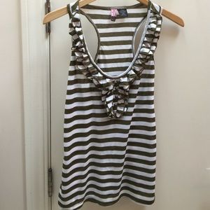 Olive/white racerback tank--CLOSET CLEAROUT!!!