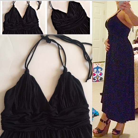 TART BLACK HI-LOW HALTER LONG DRESS - Picture 4 of 4